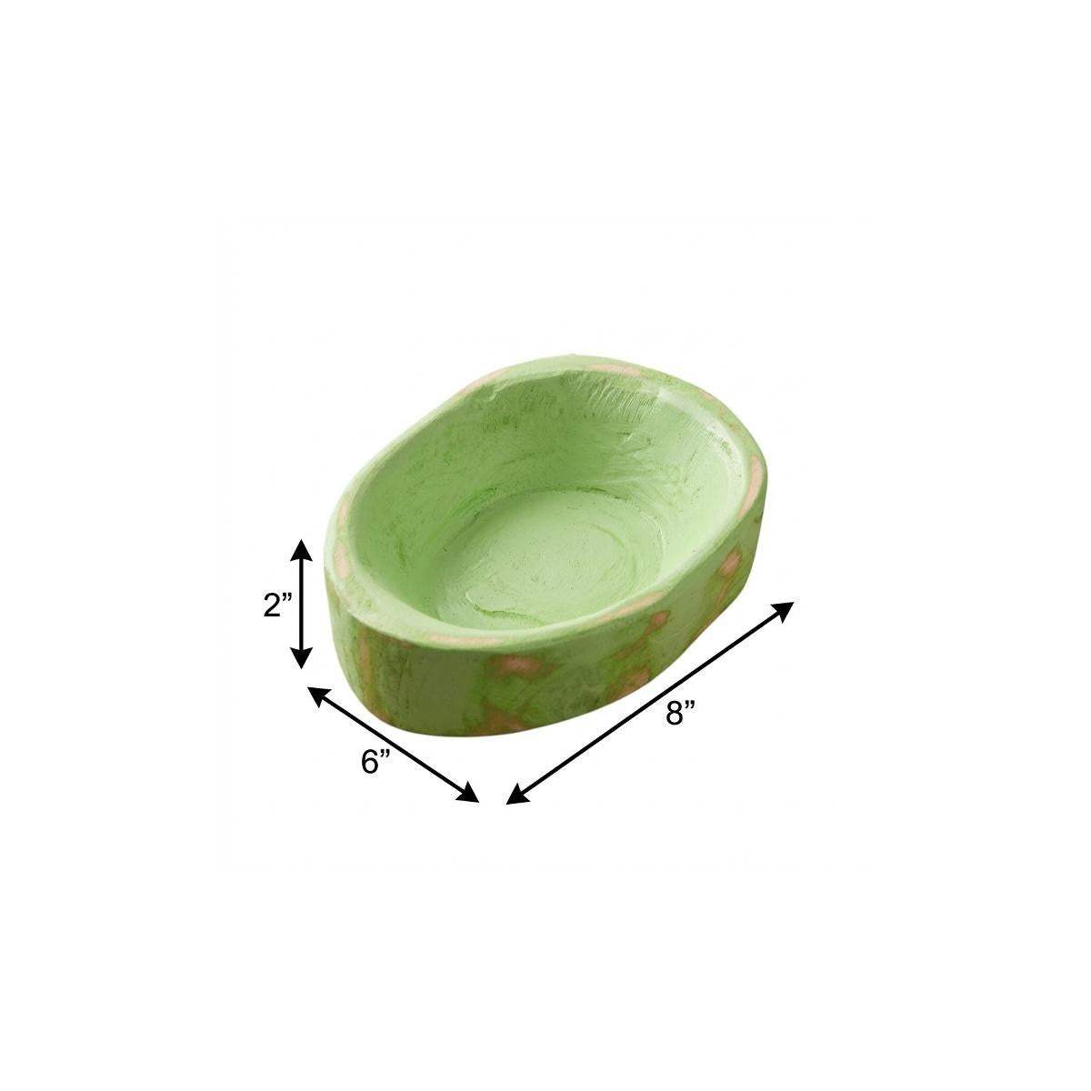 6" Sea Green Solid Wood Oval Dough Bowl - HomeRoots - Flyclothing LLC