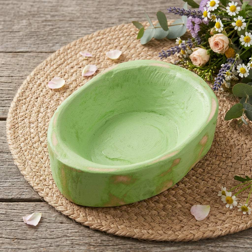 6" Sea Green Solid Wood Oval Dough Bowl - HomeRoots - Flyclothing LLC