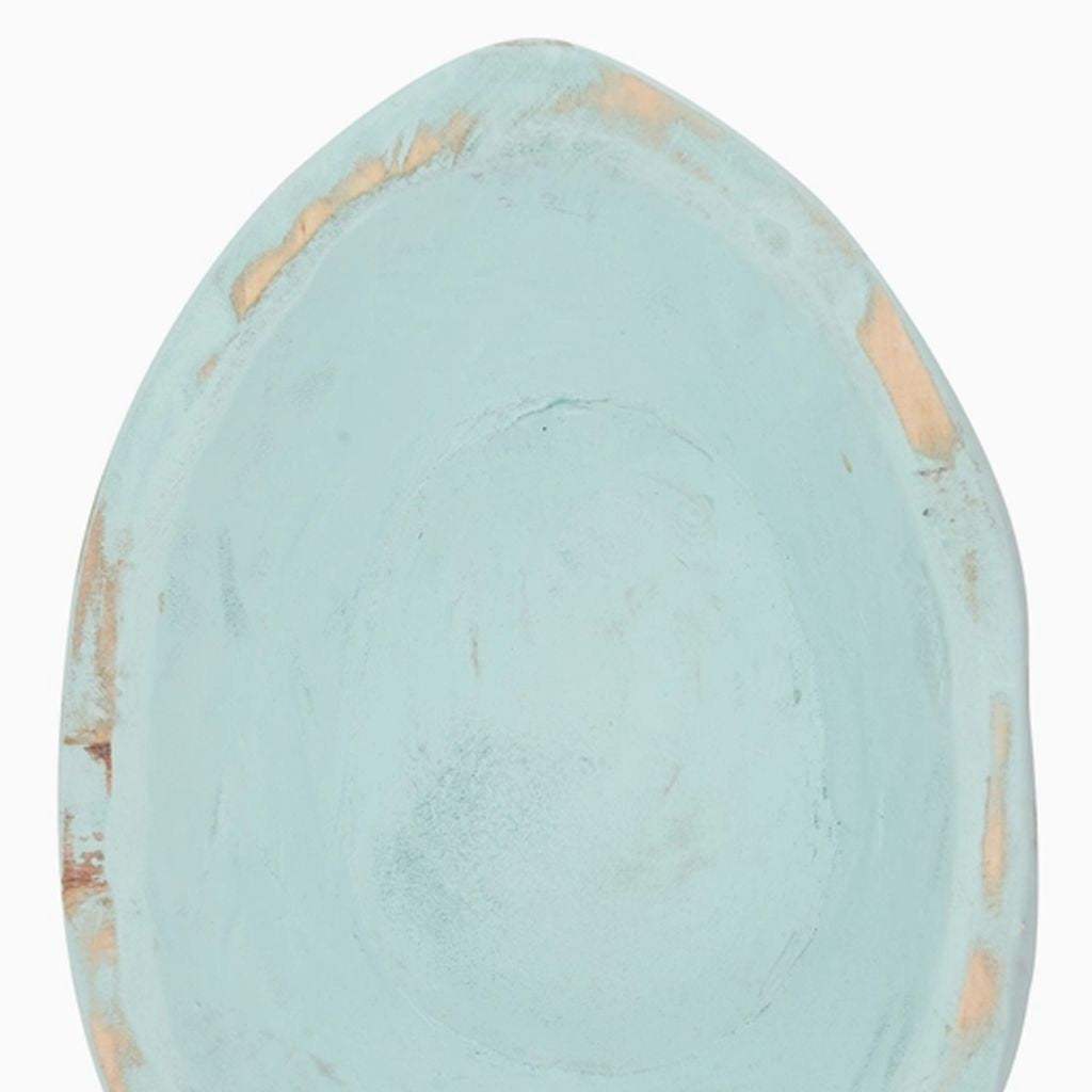 6" Light Blue Solid Wood Oval Dough Bowl - HomeRoots - Flyclothing LLC