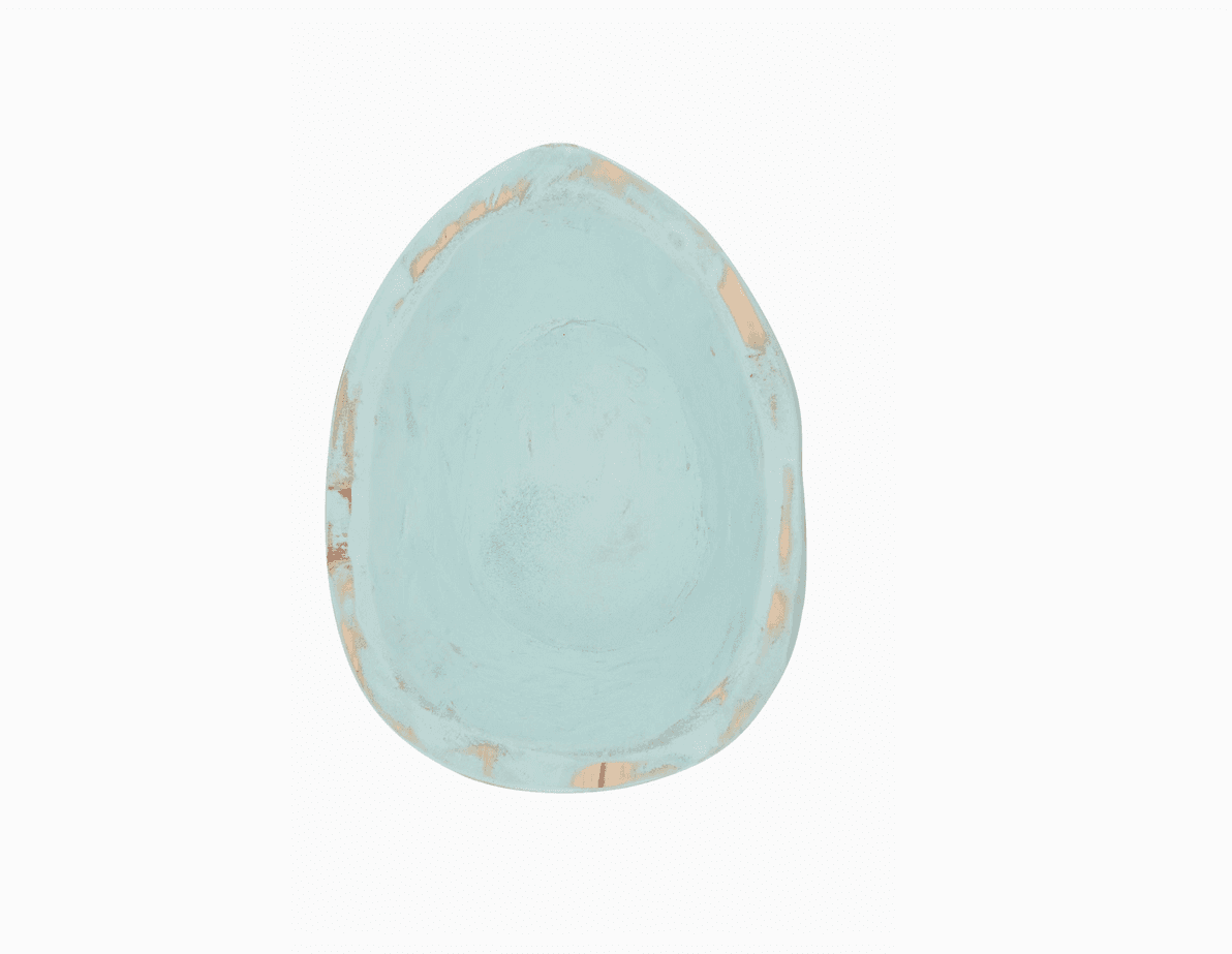 6" Light Blue Solid Wood Oval Dough Bowl - HomeRoots - Flyclothing LLC