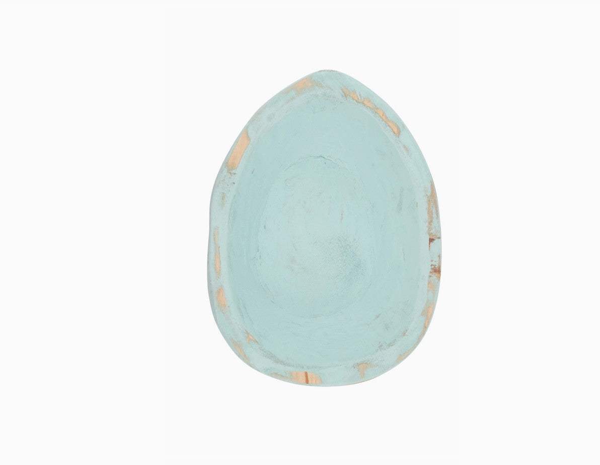 6" Light Blue Solid Wood Oval Dough Bowl - HomeRoots - Flyclothing LLC