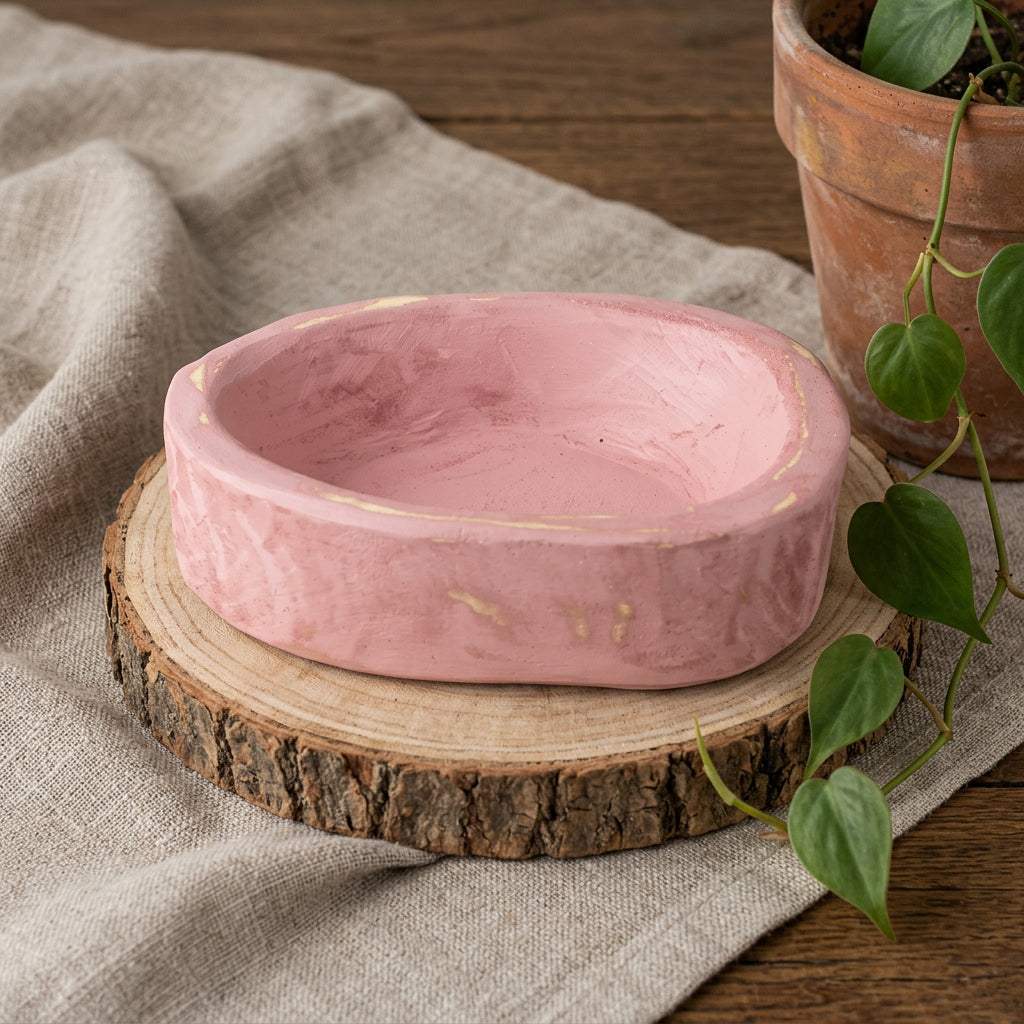 6" Pink Solid Wood Oval Dough Bowl - HomeRoots - Flyclothing LLC