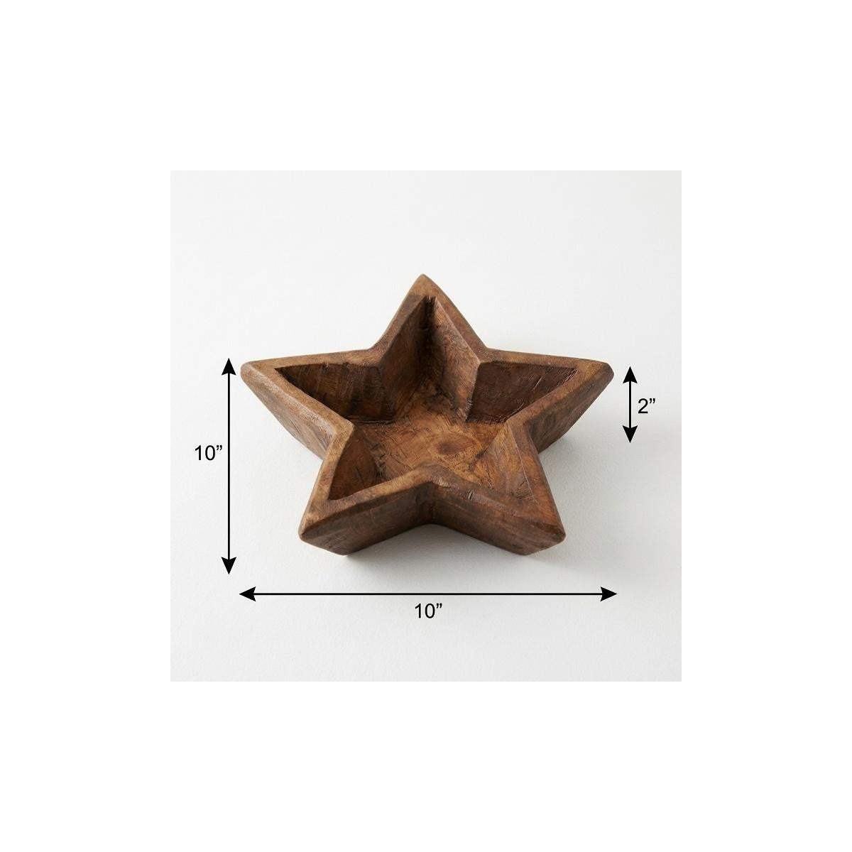 10" Brown Solid Wood Star Shaped Dough Bowl - HomeRoots - Flyclothing LLC
