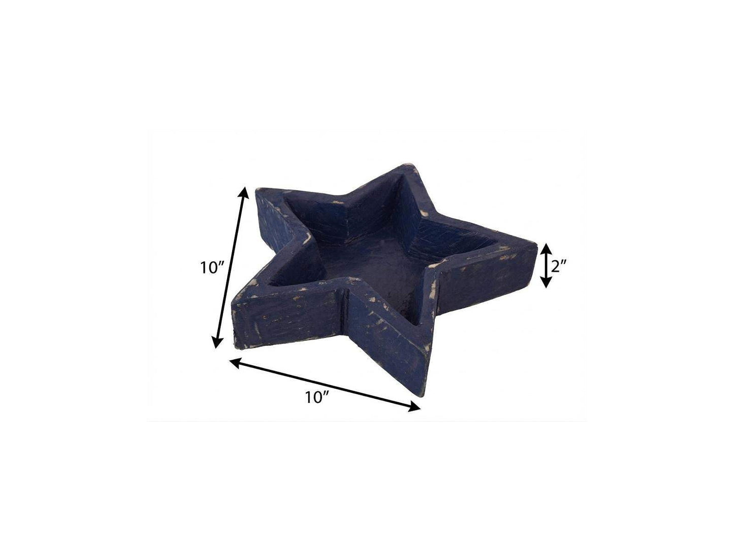 10" Blue Solid Wood Star Shaped Dough Bowl - HomeRoots - Flyclothing LLC