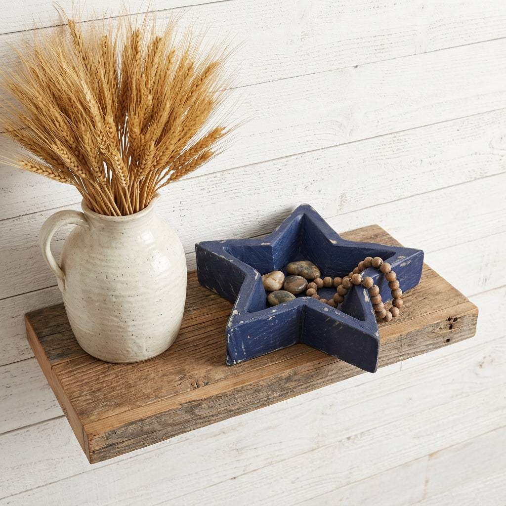10" Blue Solid Wood Star Shaped Dough Bowl - HomeRoots - Flyclothing LLC