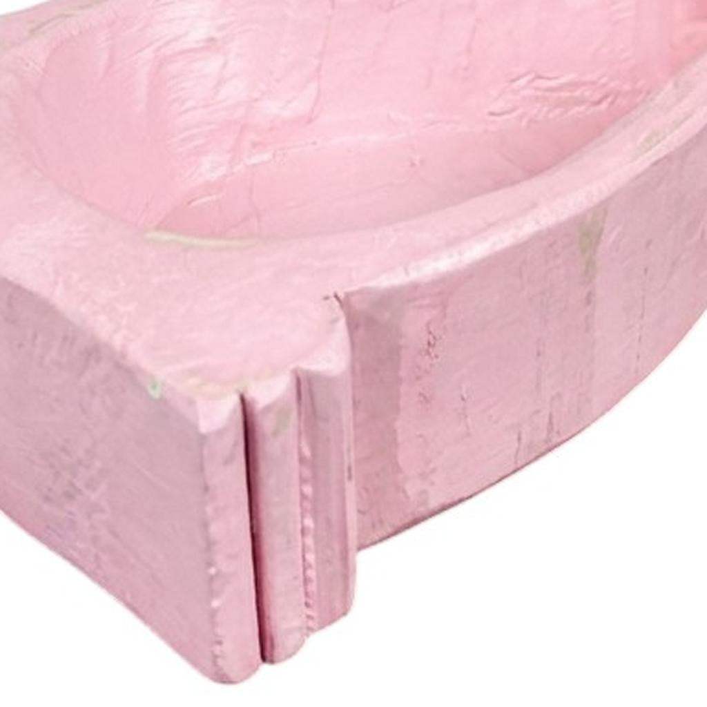 7" Baby Pink Solid Wood Bunny Dough Bowl - HomeRoots - Flyclothing LLC