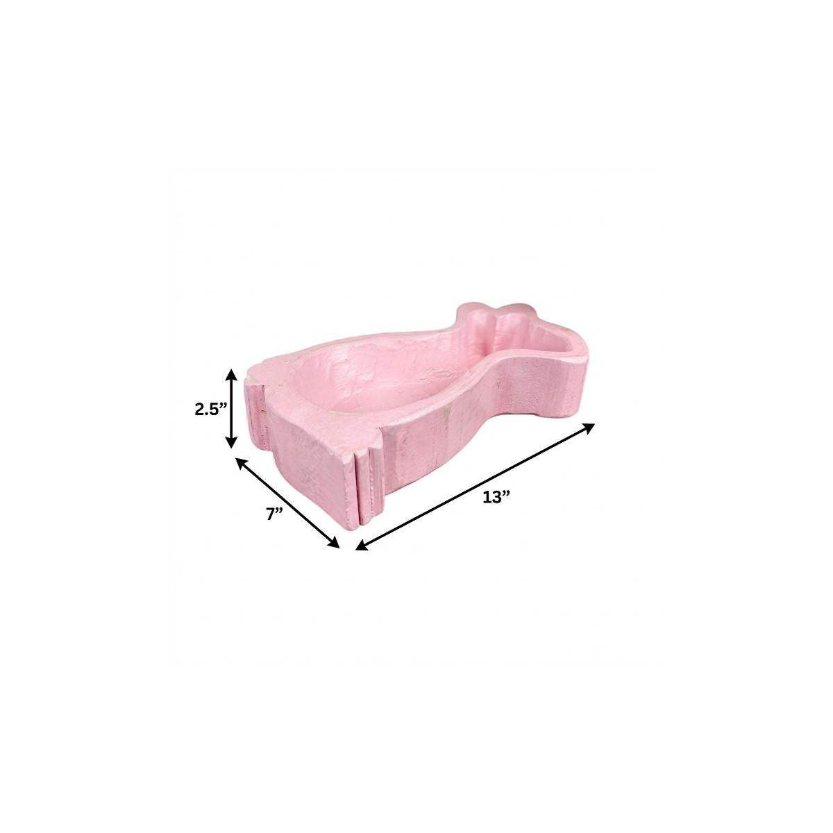 7" Baby Pink Solid Wood Bunny Dough Bowl - HomeRoots - Flyclothing LLC