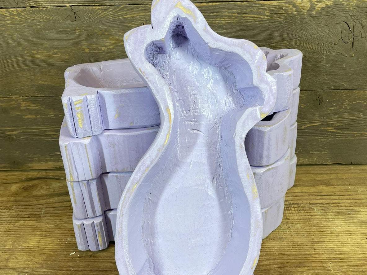 7" Lavender Solid Wood Bunny Dough Bowl - HomeRoots - Flyclothing LLC