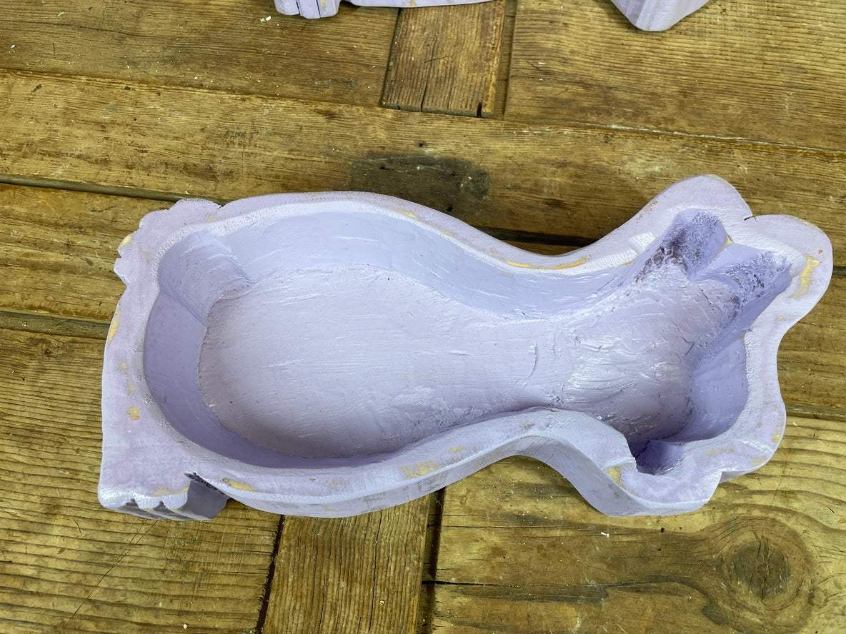 7" Lavender Solid Wood Bunny Dough Bowl - HomeRoots - Flyclothing LLC