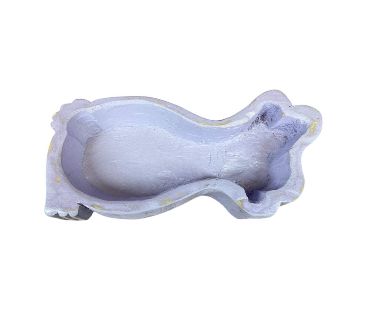 7" Lavender Solid Wood Bunny Dough Bowl - HomeRoots - Flyclothing LLC