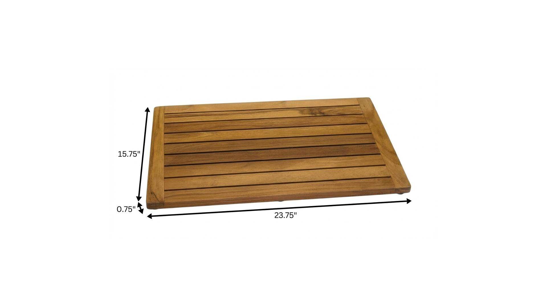 16" Natural Teak Non Slip Bath Mat - HomeRoots - Flyclothing LLC
