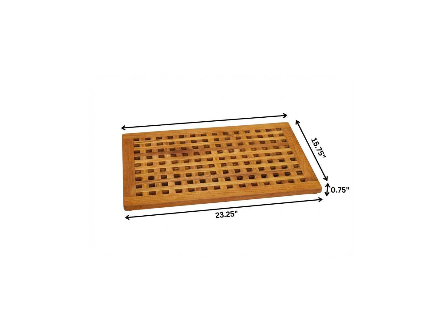16" Natural Teak Checkered Non Slip Bath Mat - HomeRoots - Flyclothing LLC