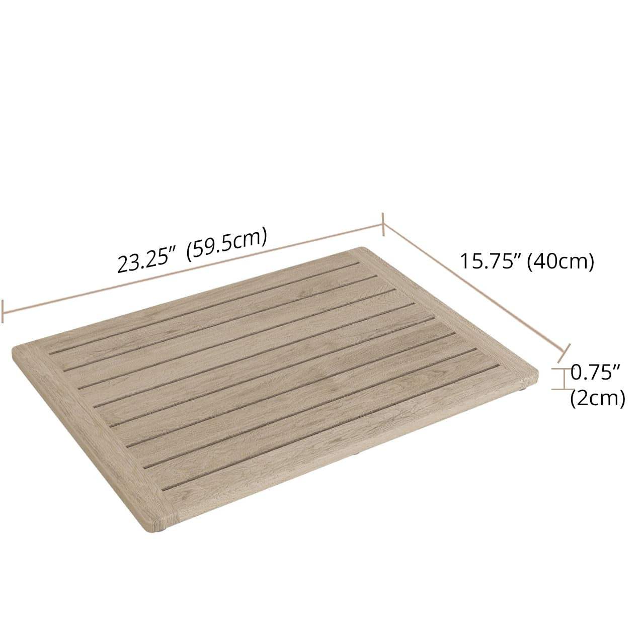 16" Beige Gray Teak Non Slip Bath Mat - HomeRoots - Flyclothing LLC