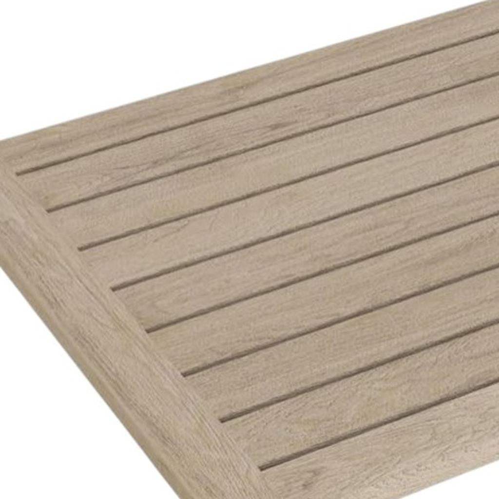 16" Beige Gray Teak Non Slip Bath Mat - HomeRoots - Flyclothing LLC