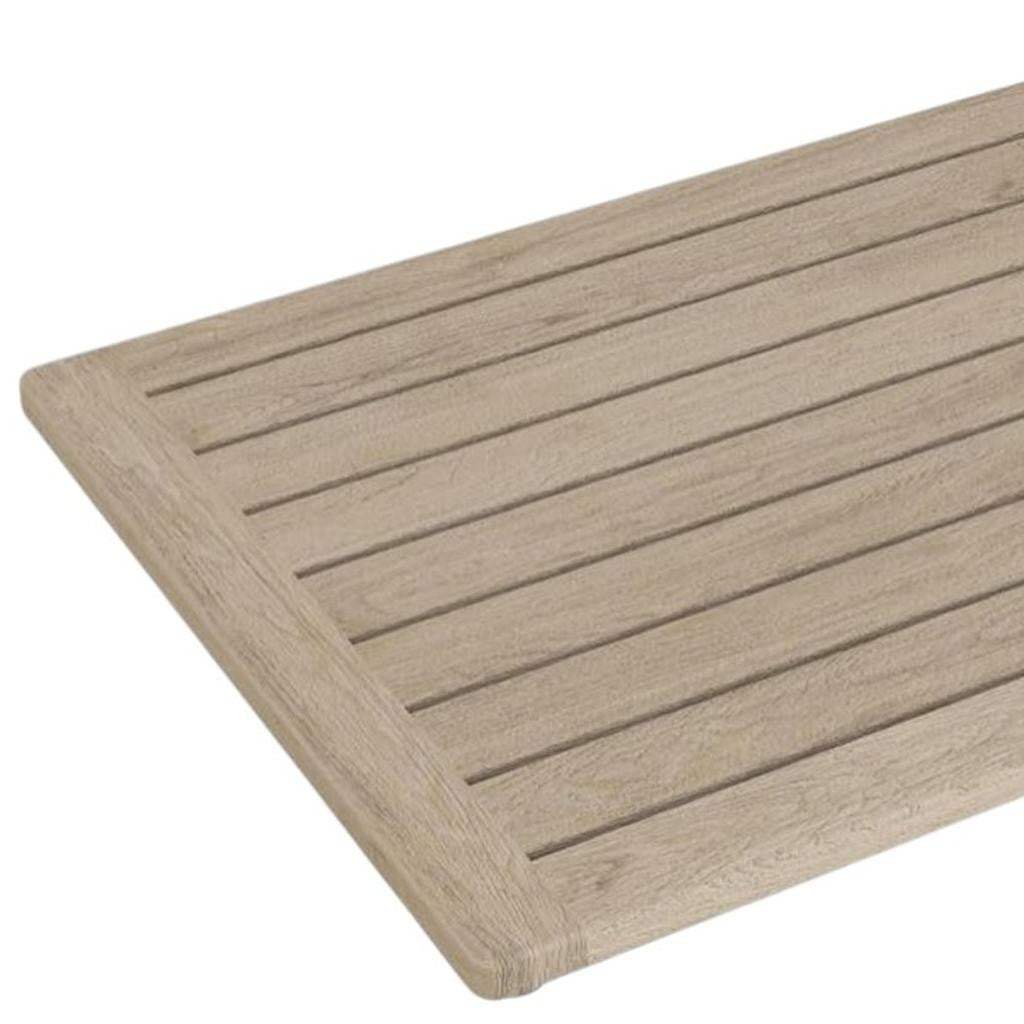 16" Beige Gray Teak Non Slip Bath Mat - HomeRoots - Flyclothing LLC