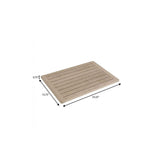 16" Beige Gray Teak Non Slip Bath Mat - HomeRoots - Flyclothing LLC