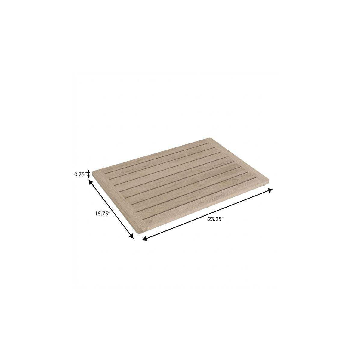 16" Beige Gray Teak Non Slip Bath Mat - HomeRoots - Flyclothing LLC
