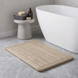 16" Beige Gray Teak Non Slip Bath Mat - HomeRoots - Flyclothing LLC