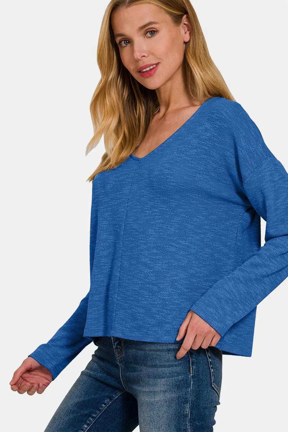 Zenana Dropped Shoulder Long Sleeve T-Shirt - Trendsi - Flyclothing LLC