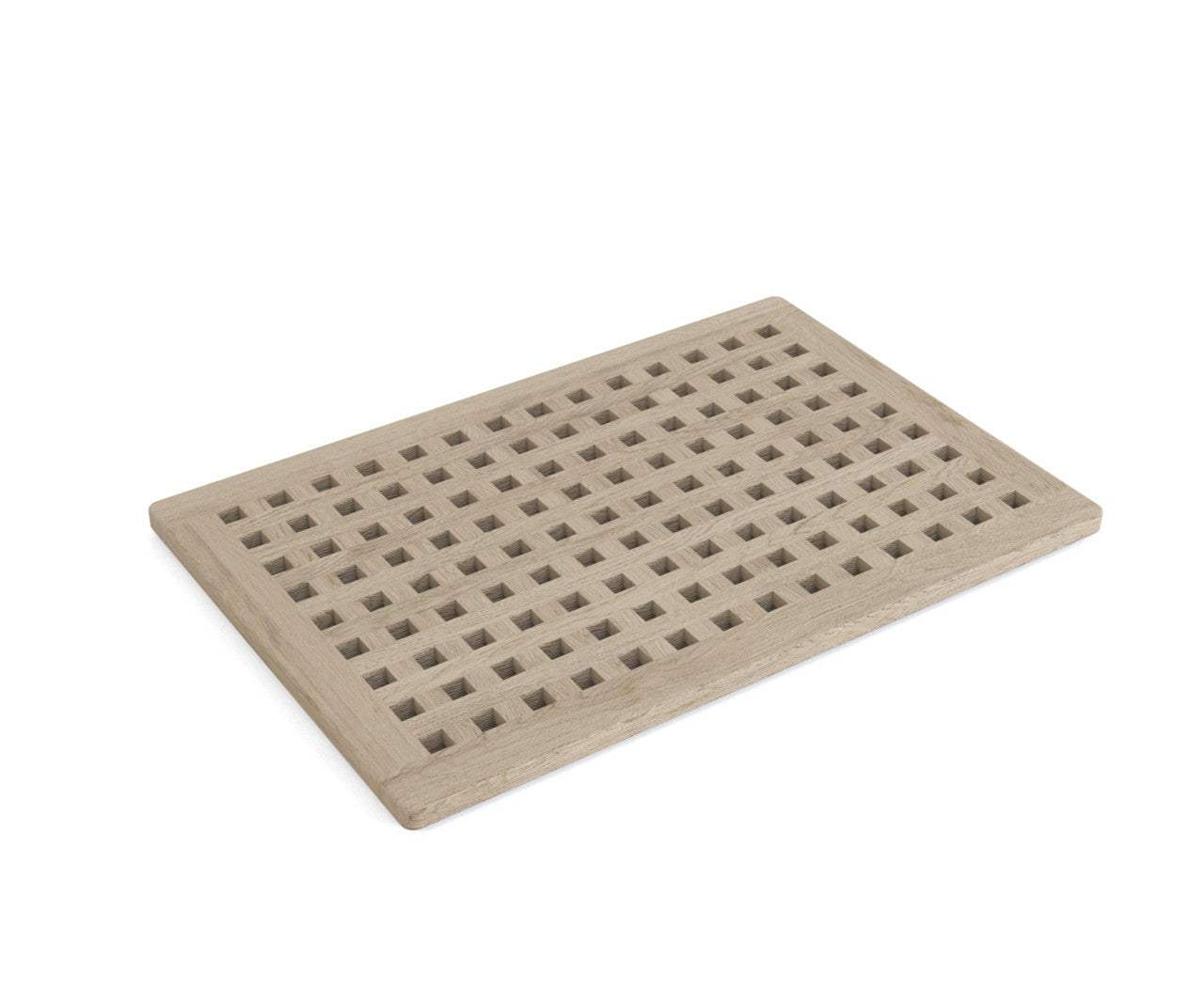 16" Beige Gray Teak Checkered Non Slip Bath Mat - HomeRoots - Flyclothing LLC