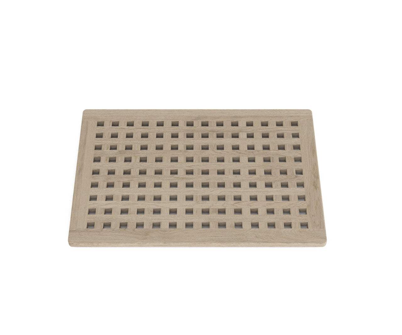 16" Beige Gray Teak Checkered Non Slip Bath Mat - HomeRoots - Flyclothing LLC