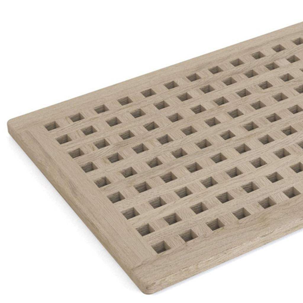 16" Beige Gray Teak Checkered Non Slip Bath Mat - HomeRoots - Flyclothing LLC