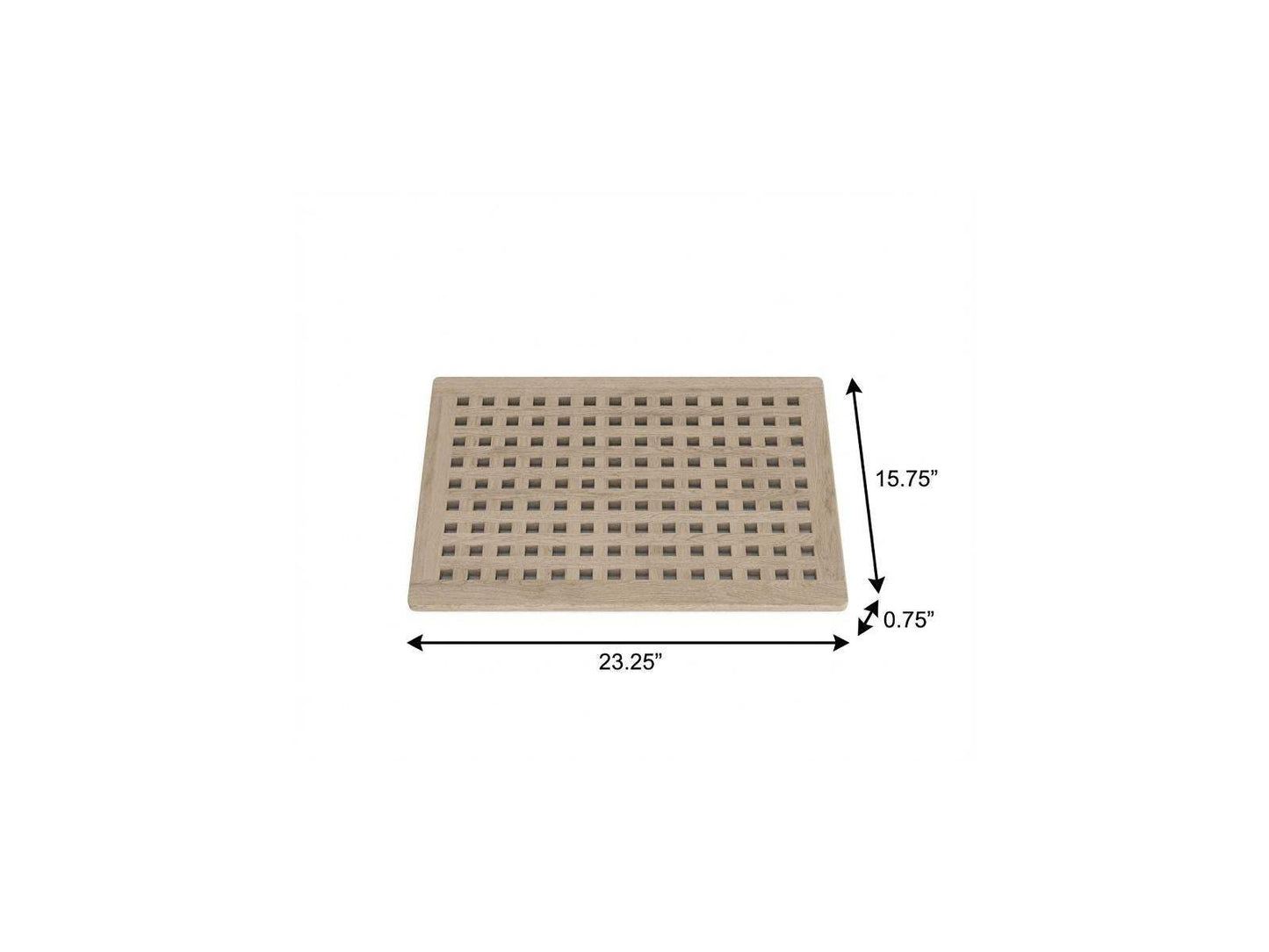 16" Beige Gray Teak Checkered Non Slip Bath Mat - HomeRoots - Flyclothing LLC