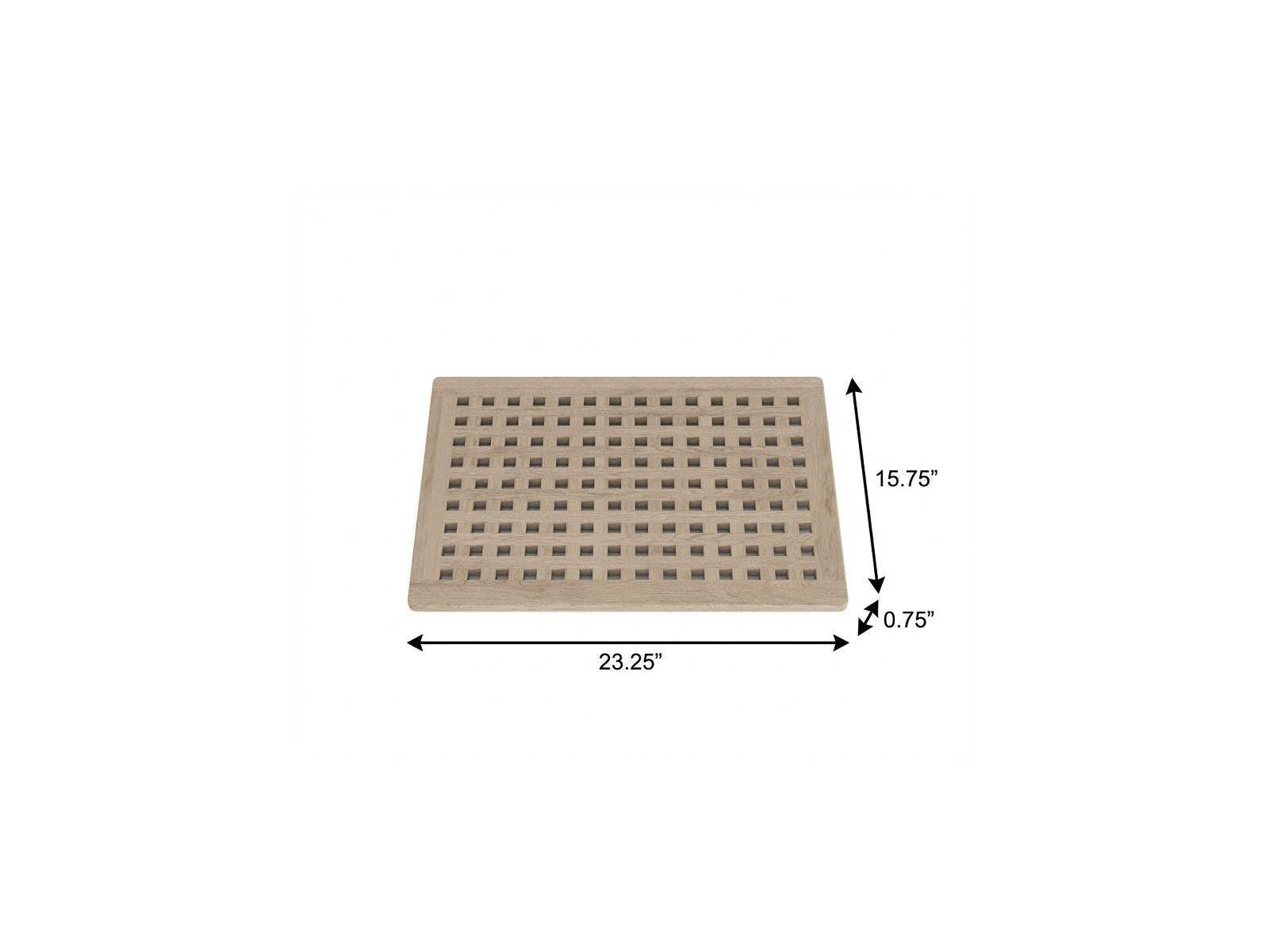 16" Beige Gray Teak Checkered Non Slip Bath Mat - HomeRoots - Flyclothing LLC