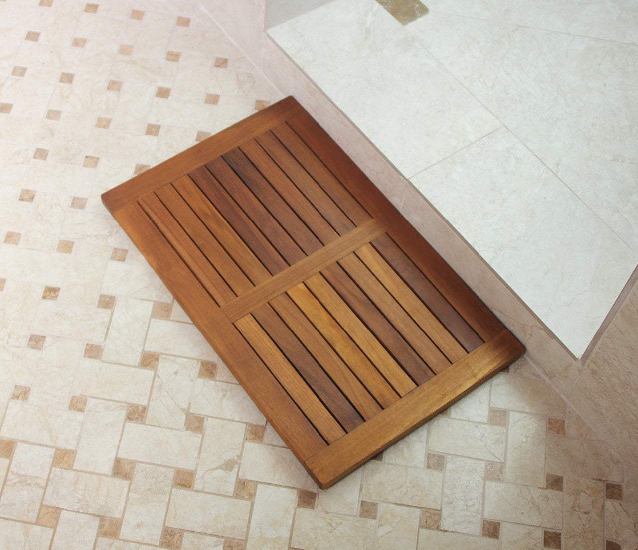 22" Natural Teak Non Slip Bath Mat - HomeRoots - Flyclothing LLC
