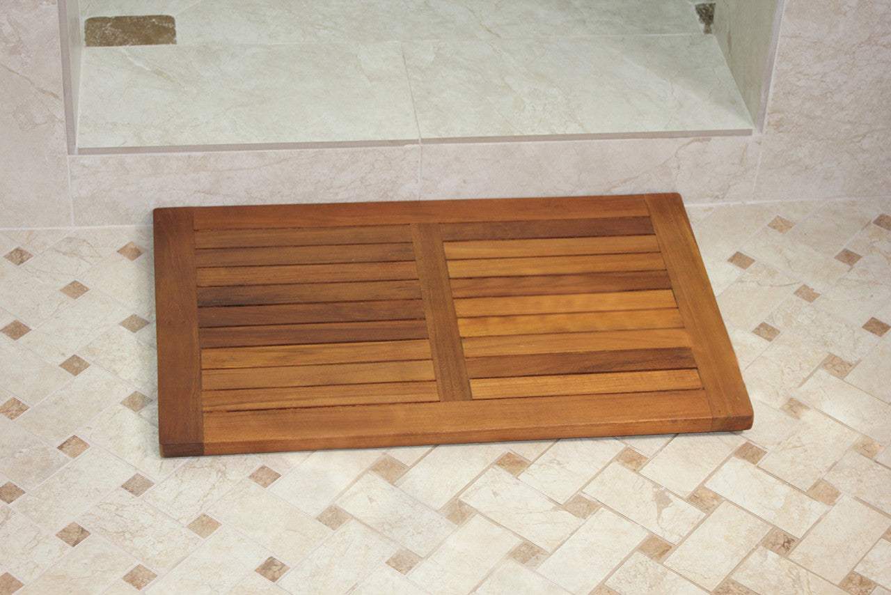 22" Natural Teak Non Slip Bath Mat - HomeRoots - Flyclothing LLC