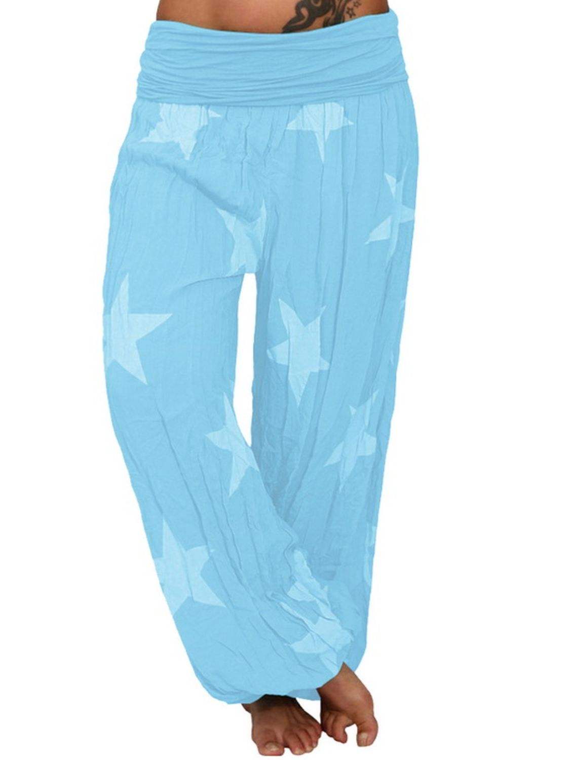 Ivy Lane Full Size Ruched High Waist Printed Pants - Trendsi - Flyclothing LLC
