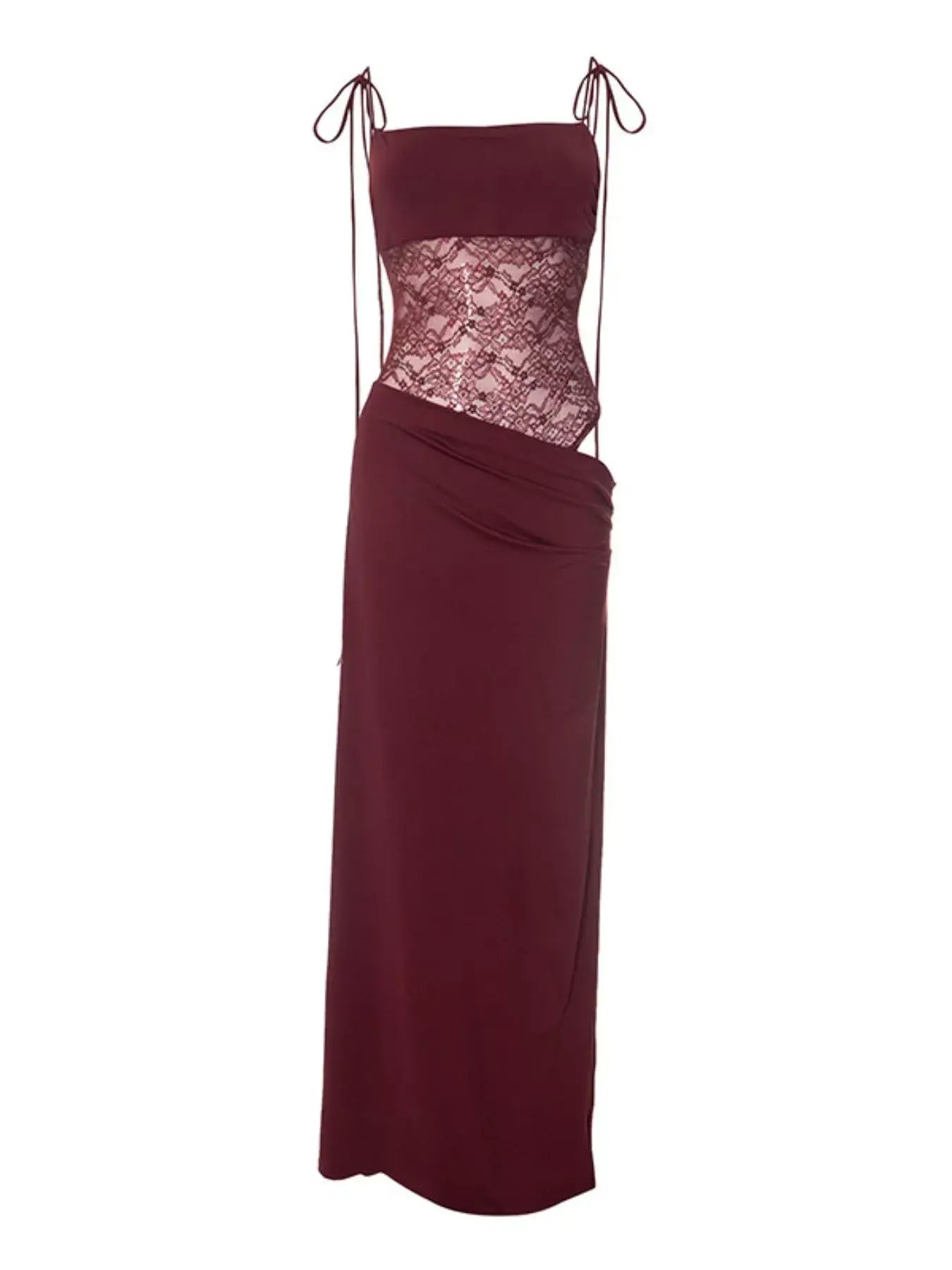 Lace Cutout Tie Shoulder Maxi Dress - Trendsi - Flyclothing LLC