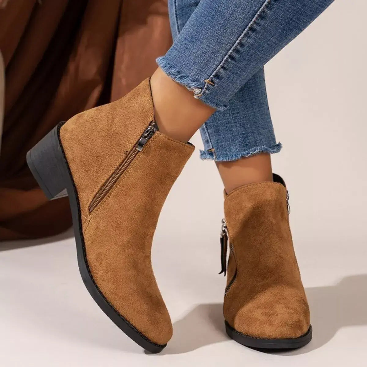 Point Toe Block Heels Boots - Trendsi - Flyclothing LLC