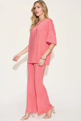 Basic Bae Full Size Bamboo Drop Shoulder T-Shirt and Flare Pants Set - ShopBasicbae - Flyclothing LLC