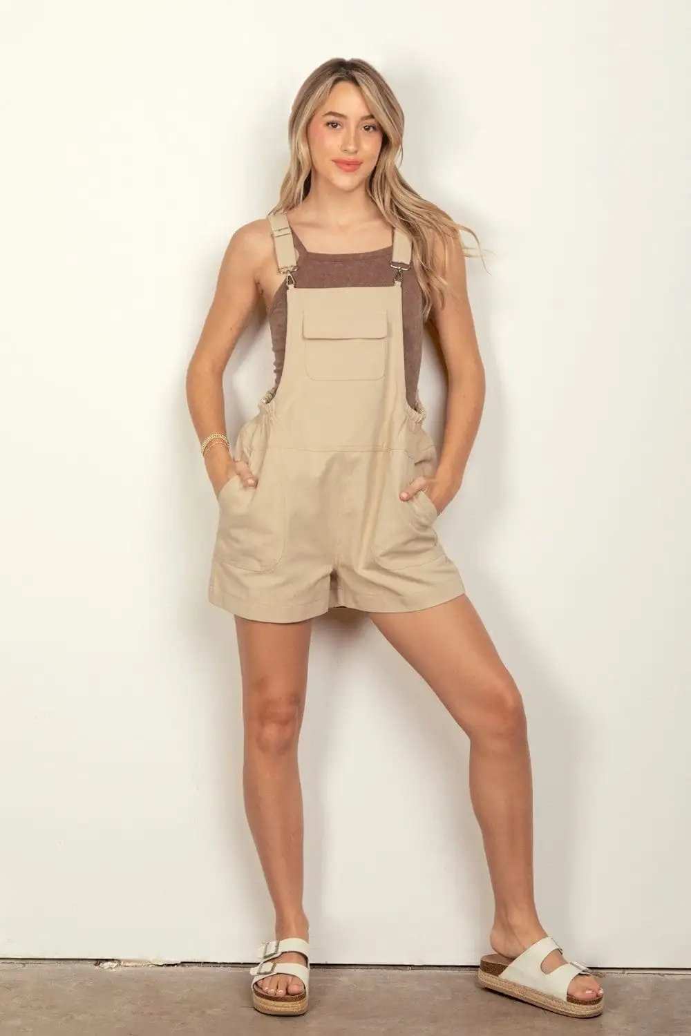 VERY J Adjustable Suspender Overalls with Pockets - Trendsi - Flyclothing LLC