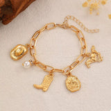 18K Gold-Plated Charm Necklace and Bracelet Jewelry Set - Trendsi - Flyclothing LLC