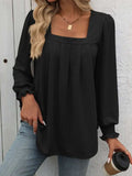 Square Neck Long Sleeve Top - Trendsi - Flyclothing LLC