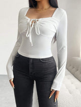 Devine Tied Long Sleeve T-Shirt - Trendsi - Flyclothing LLC