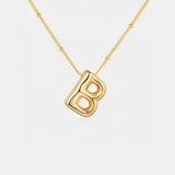 Gold-Plated Letter Pendant Necklace - Trendsi