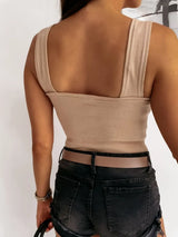 Square Neck Wide Strap Tank - Trendsi - Flyclothing LLC