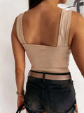 Square Neck Wide Strap Tank - Trendsi - Flyclothing LLC