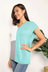 Color Block V-Neck Knit Top - Trendsi - Flyclothing LLC