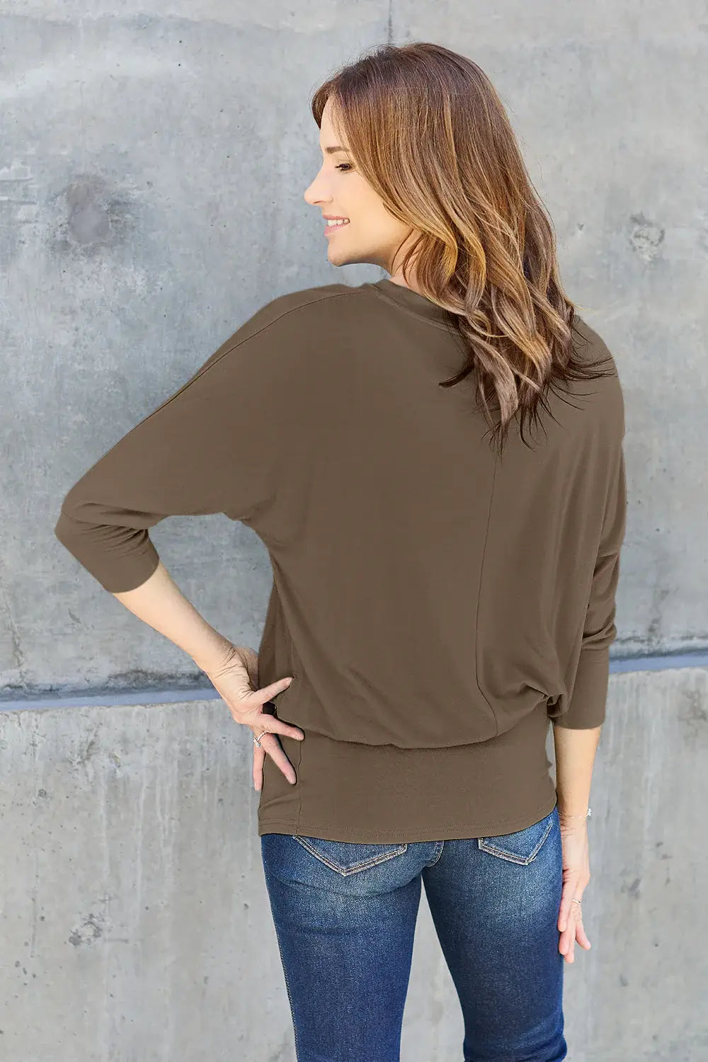 Basic Bae Full Size Round Neck Batwing Sleeve Top - ShopBasicbae - Flyclothing LLC