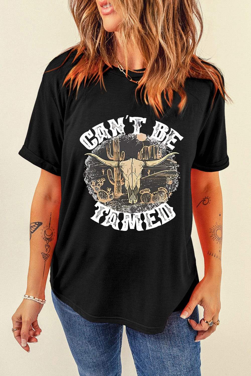 Graphic Round Neck Short Sleeve T-Shirt - Trendsi - Flyclothing LLC