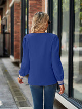 V-Neck Long Sleeve Blouse - Trendsi - Flyclothing LLC