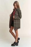 J.NNA Snap Down Tweed Plaid Contrast Longline Shacket - Trendsi - Flyclothing LLC