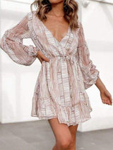 Cutout Back Surplice Long Sleeve Dress - Trendsi - Flyclothing LLC