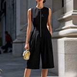 Sleeveless Wide-Leg Zipper Front Jumpsuit - Trendsi - Flyclothing LLC