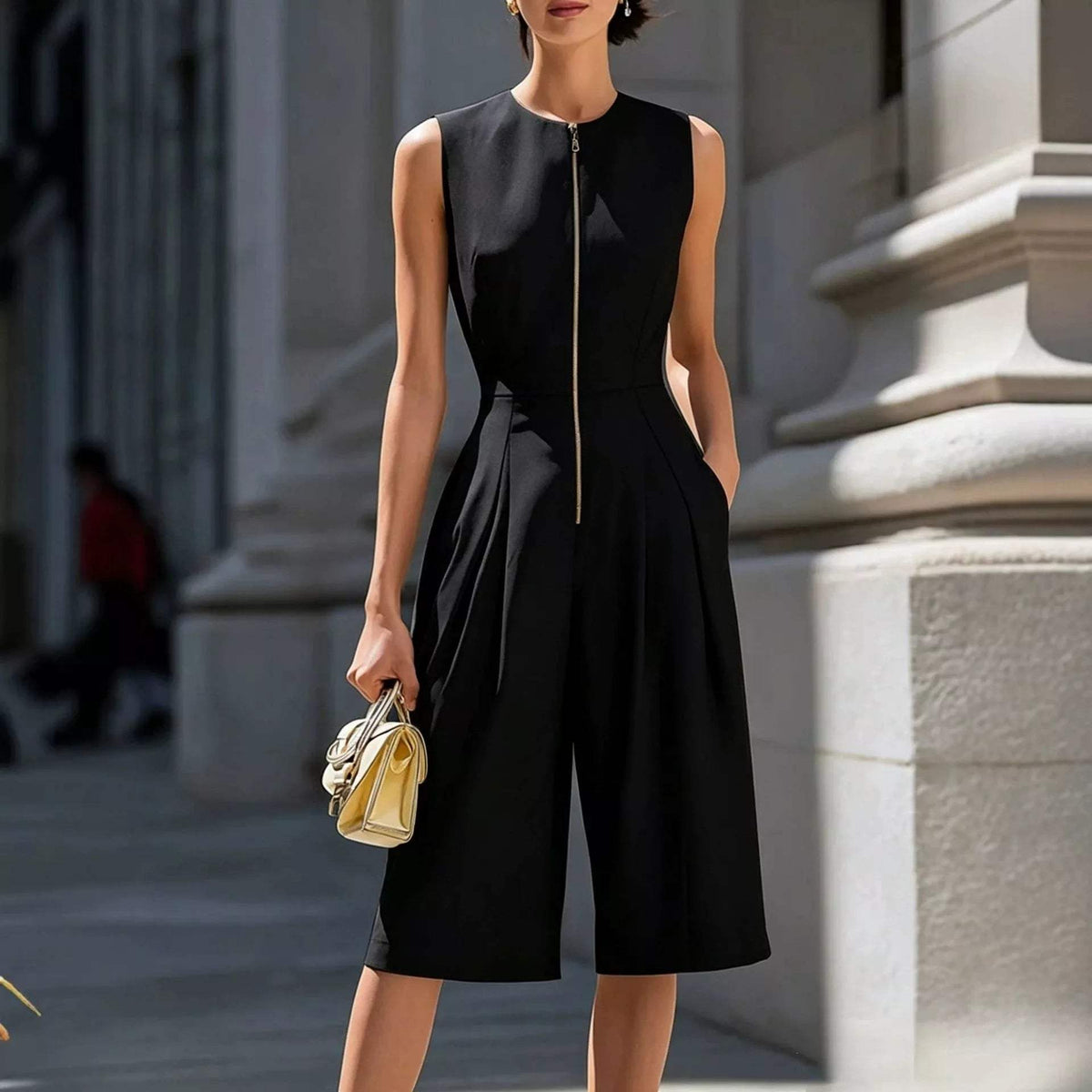 Sleeveless Wide-Leg Zipper Front Jumpsuit - Trendsi - Flyclothing LLC