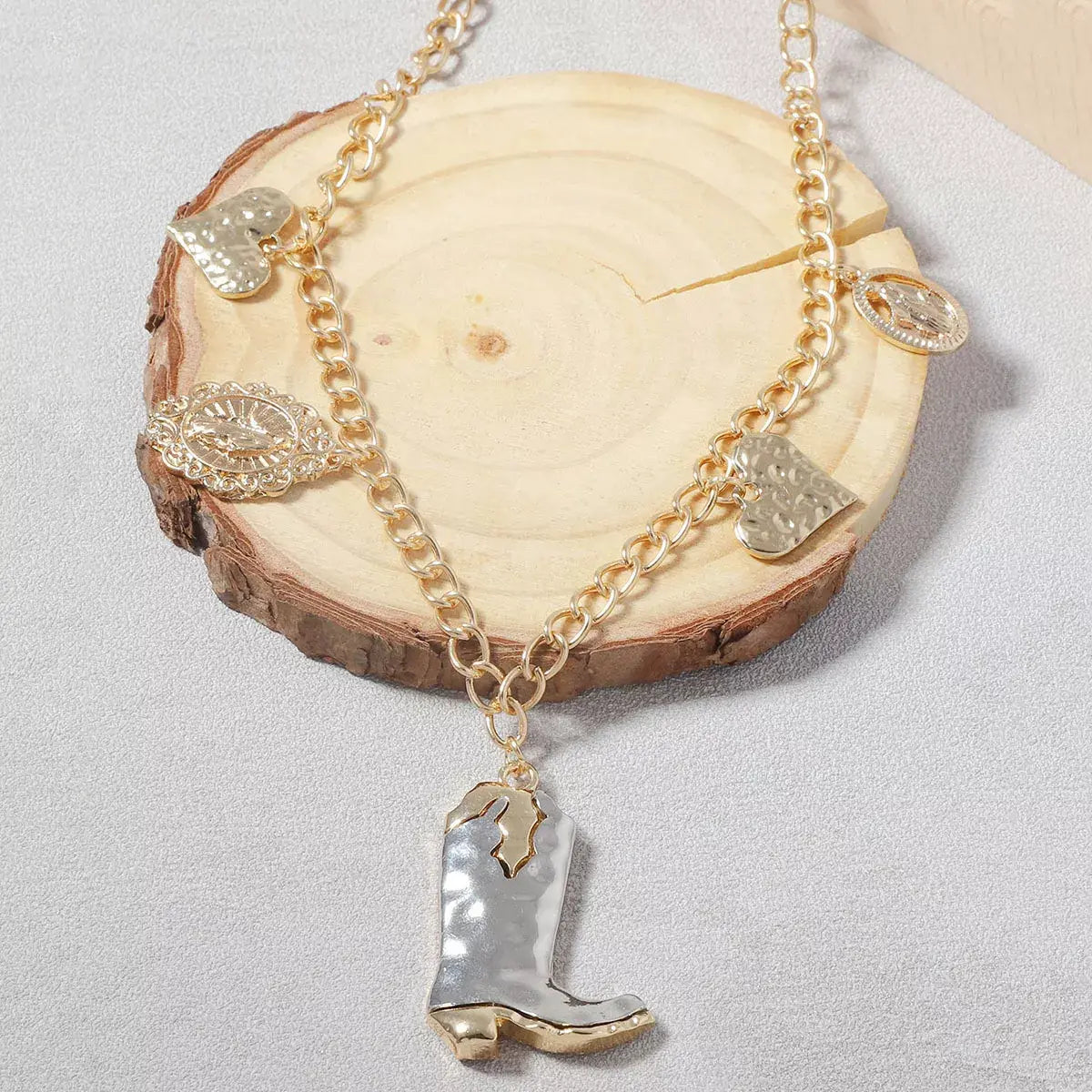 18K Gold-Plated Boots Charm Necklace - Trendsi - Flyclothing LLC